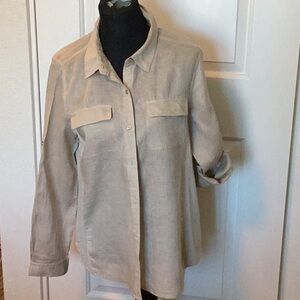 Calvin Klein Light Tan Linen Shirt L